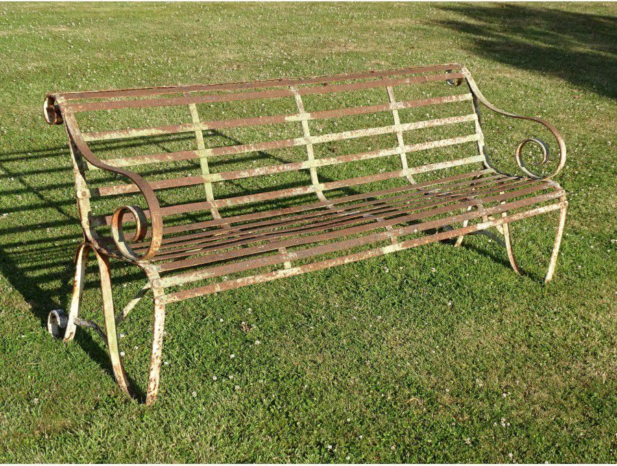 Antique Wrought Iron Garden Bench