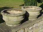 Weathered Ribbed Garden Planters (Pair)
