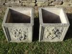Square Flower Panel Planters (Pair)