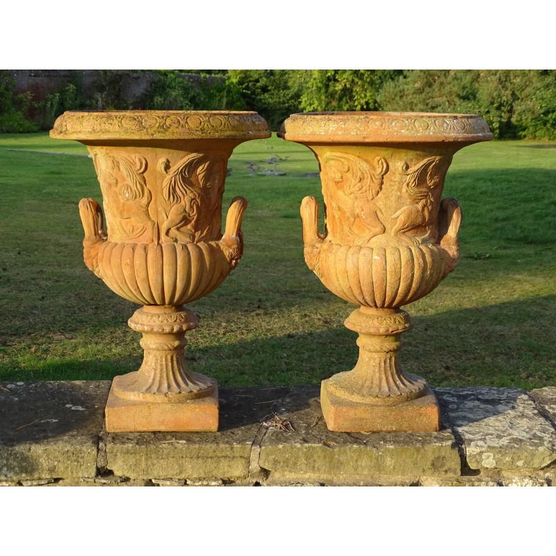 Weathered Terracotta Urns (Pair)
