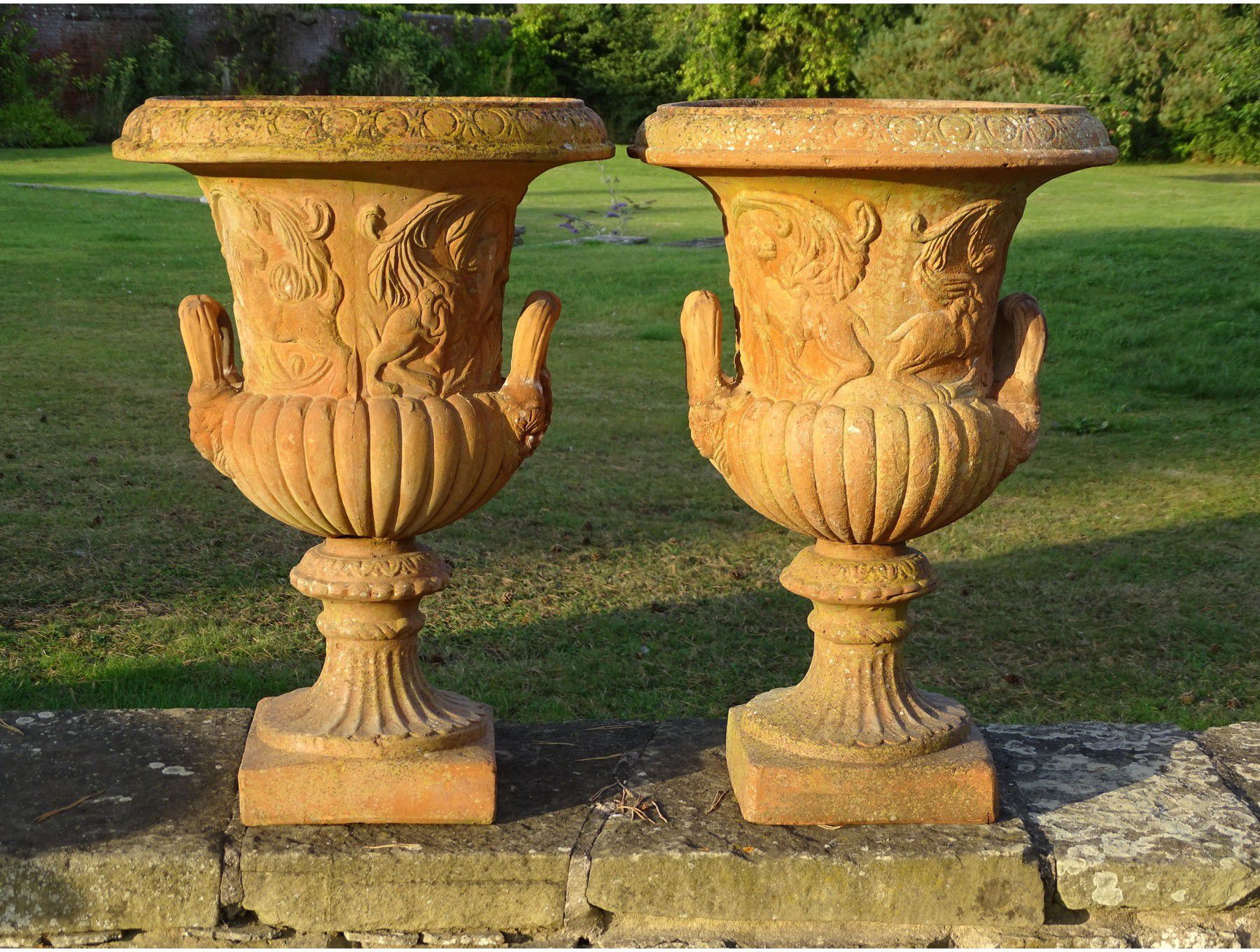 Weathered Terracotta Urns (Pair)