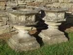 Weathered Gothic Garden Urns (Pair)