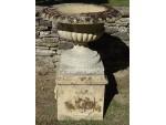 Weathered Garden Urn on Plinth