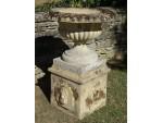 Weathered Garden Urn on Plinth