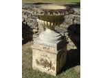Weathered Garden Urn on Plinth