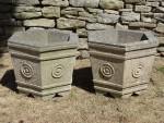 Pair of Carved Stone Planters