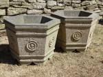 Pair of Carved Stone Planters