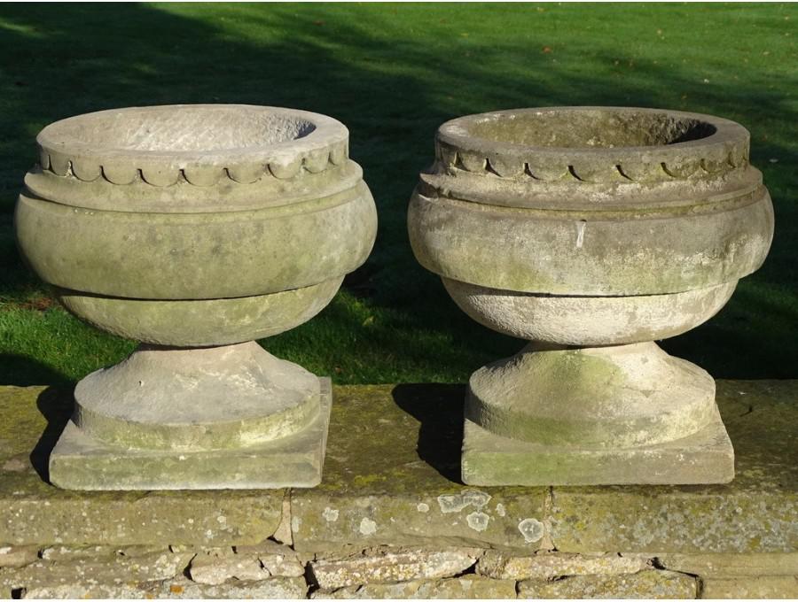 Sandstone Garden Urns (Pair)