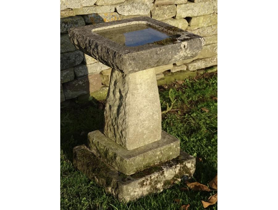 Weathered Square Birdbath