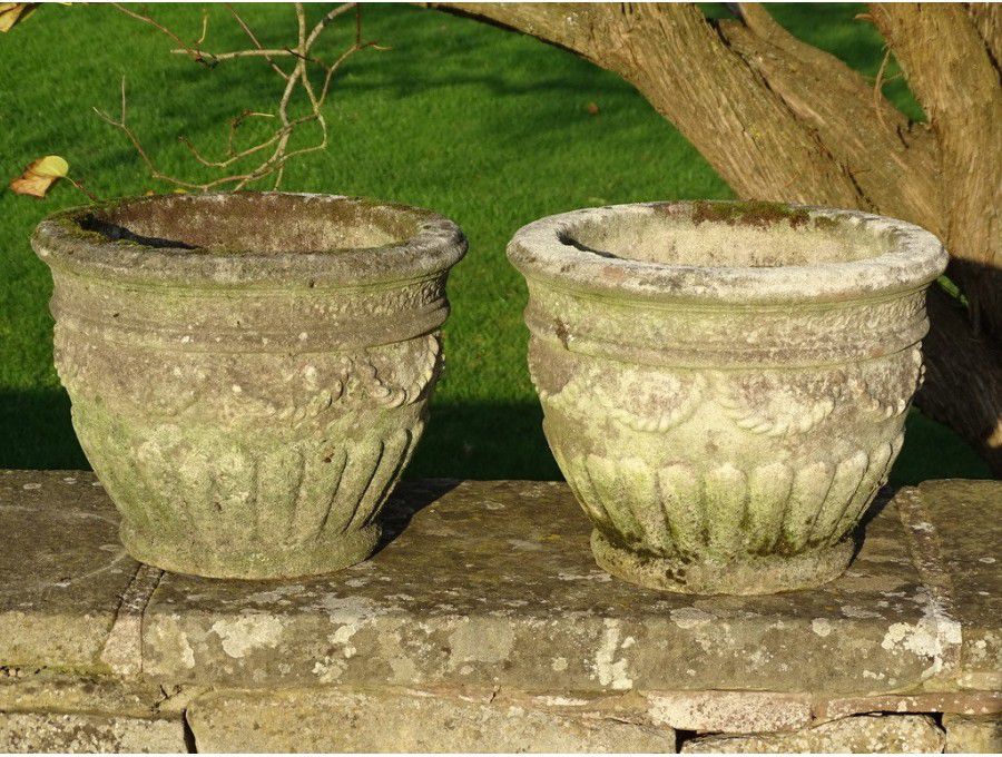 Weathered Round Planters (Pair)
