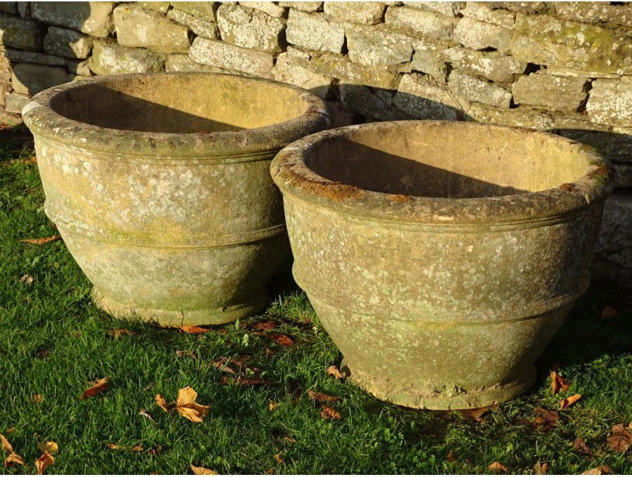Large Weathered Garden Planters (Pair)