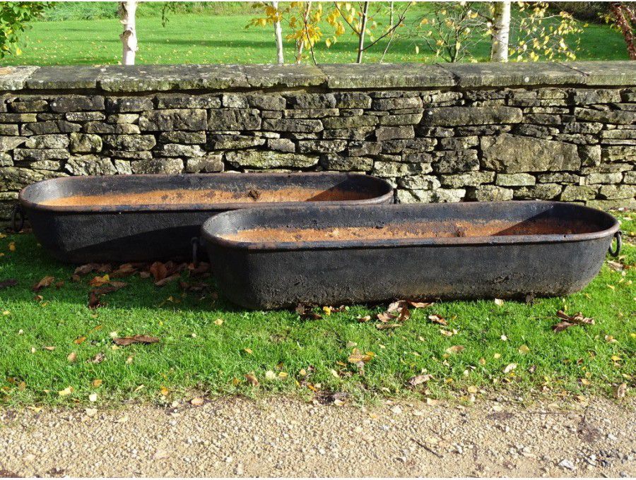 Antique Oval Iron Troughs (Pair)
