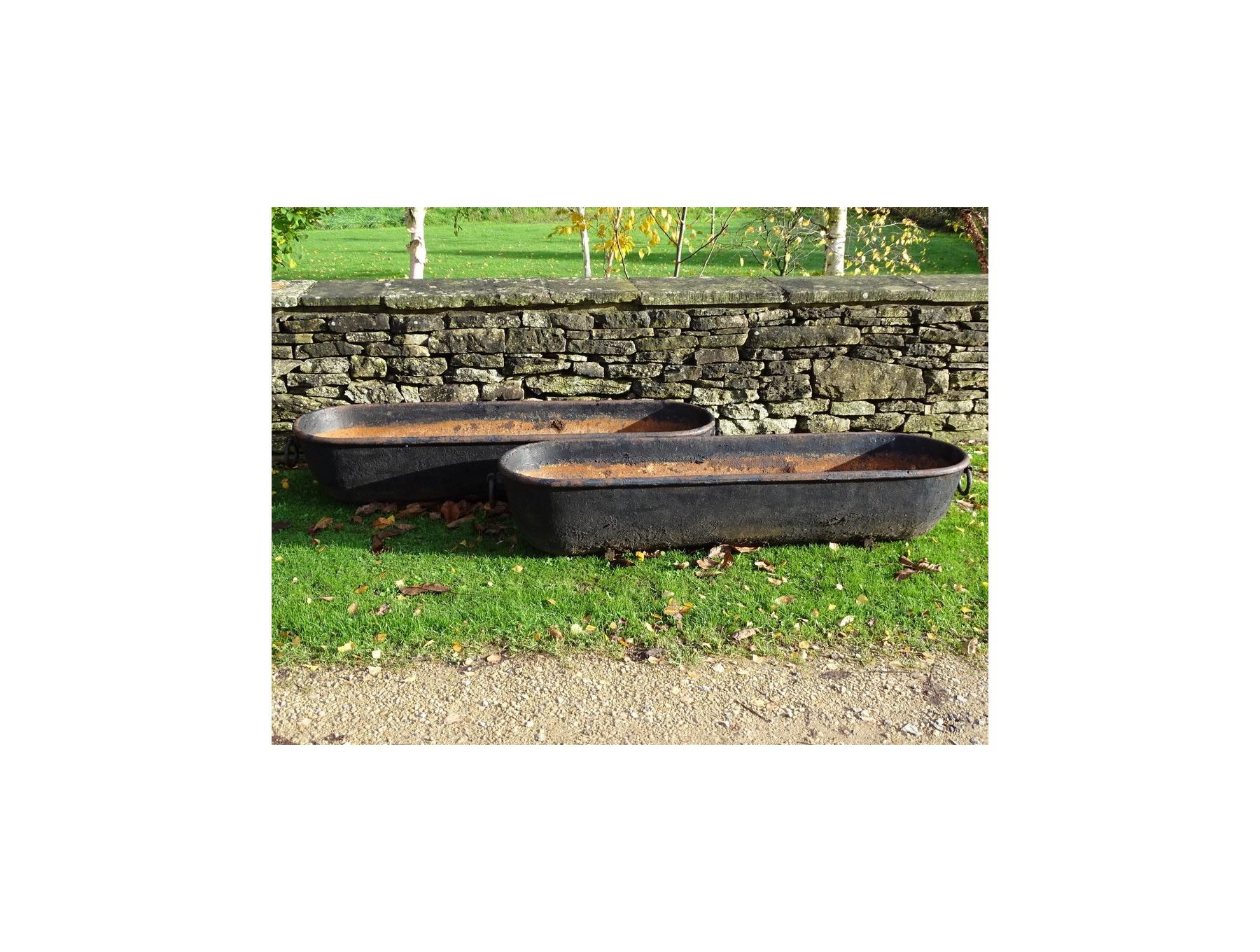 Antique Oval Iron Troughs (Pair)