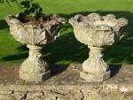 Vintage Cabbage Leaf Urns (Pair)