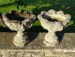 Vintage Cabbage Leaf Urns (Pair)
