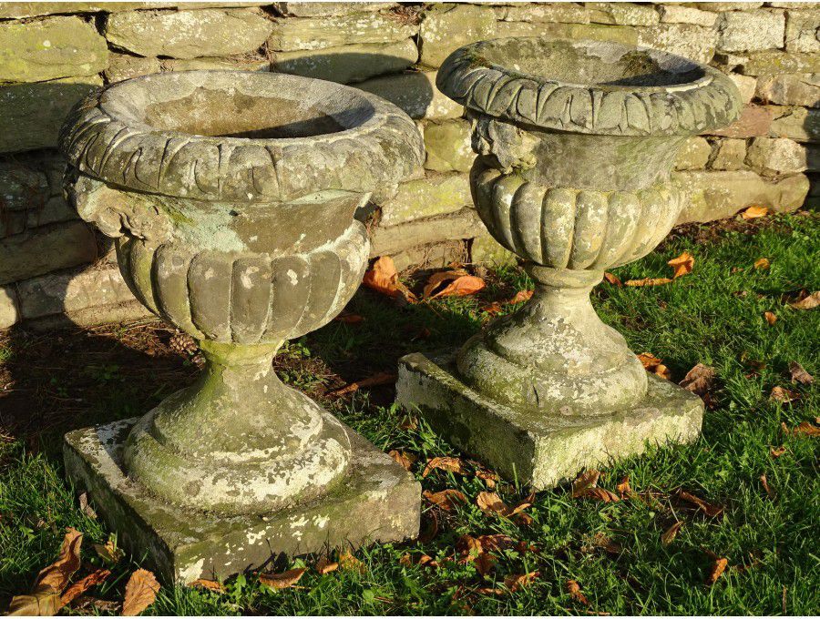 Antique sandstone Urns (Pair)