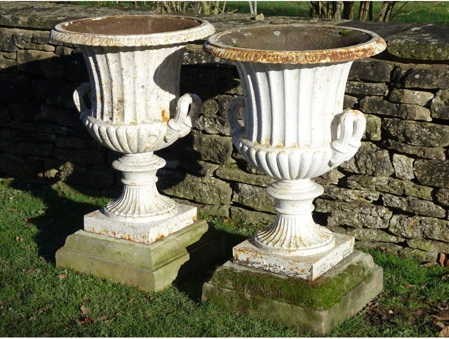 Antique Cast Iron Urns (Pair)