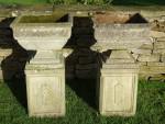 Square Garden Urns on Bases (Pair)