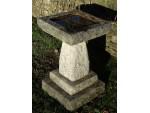 Weathered Square Garden Birdbath