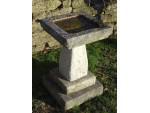 Weathered Square Garden Birdbath