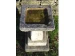 Weathered Square Garden Birdbath