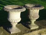 Weathered Haddonstone Urns (Pair)