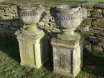 Weathered Urns on Plinth (Pair)