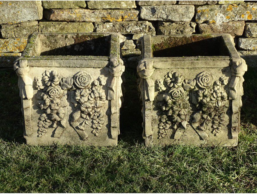 Weathered Haddonstone Planters (Pair)