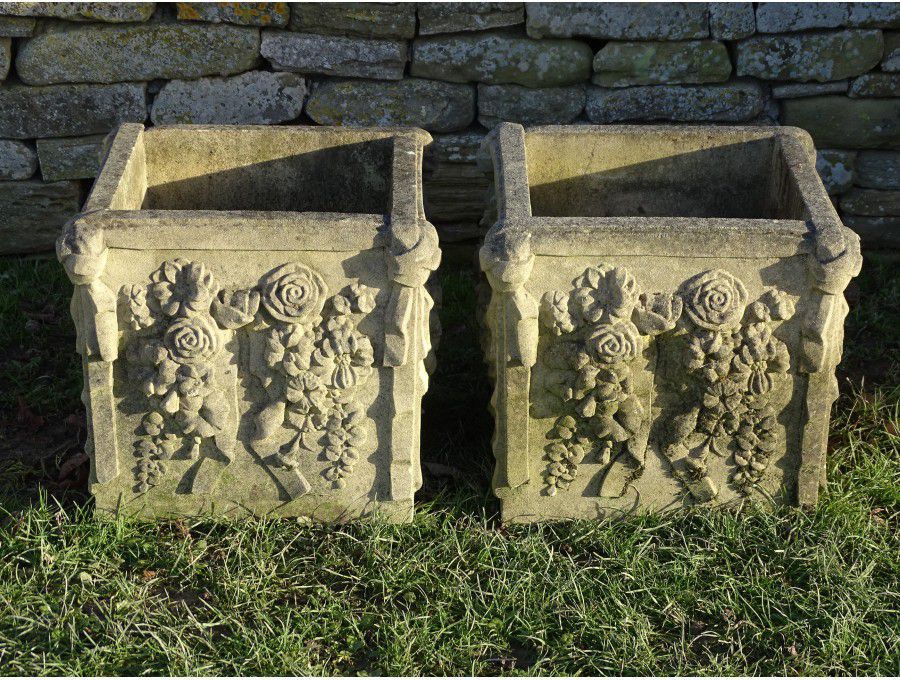 Weathered Haddonstone Planters (Pair)