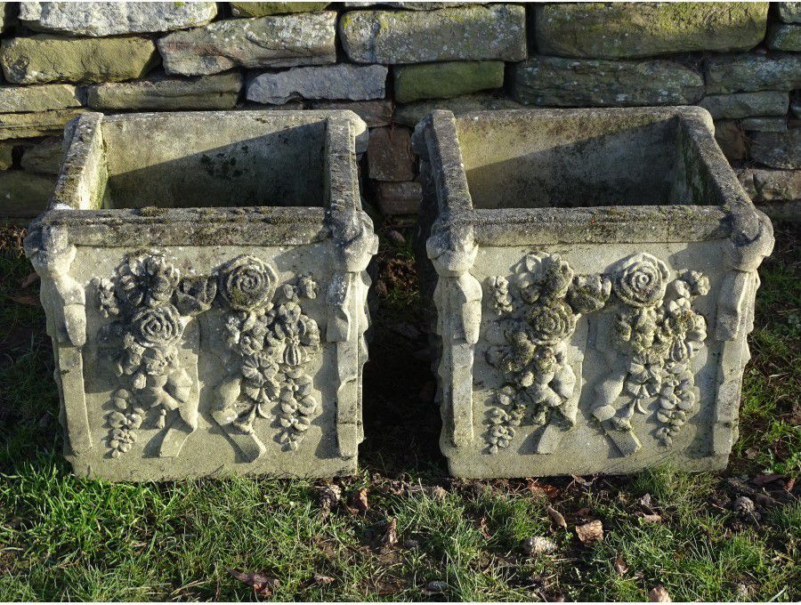 Weathered Haddonstone Planters (Pair)