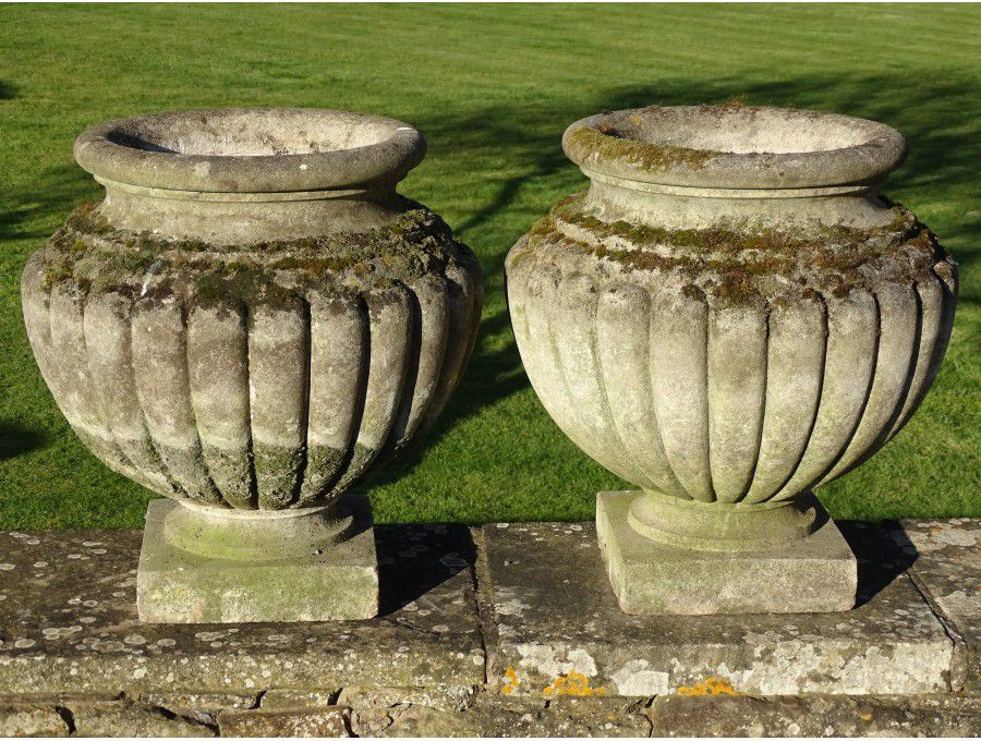 Weathered Large Garden Urns (Pair)