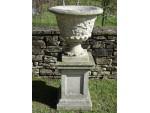 Weathered Garden Urn on Plinth