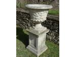 Weathered Garden Urn on Plinth