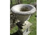 Weathered Garden Urn on Plinth