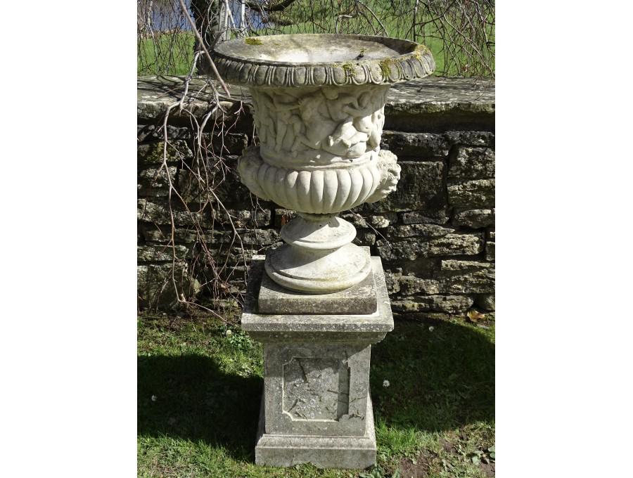 Unusual Garden Urn on Plinth