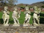 Italian Limestone Putti Figures , Set of Four