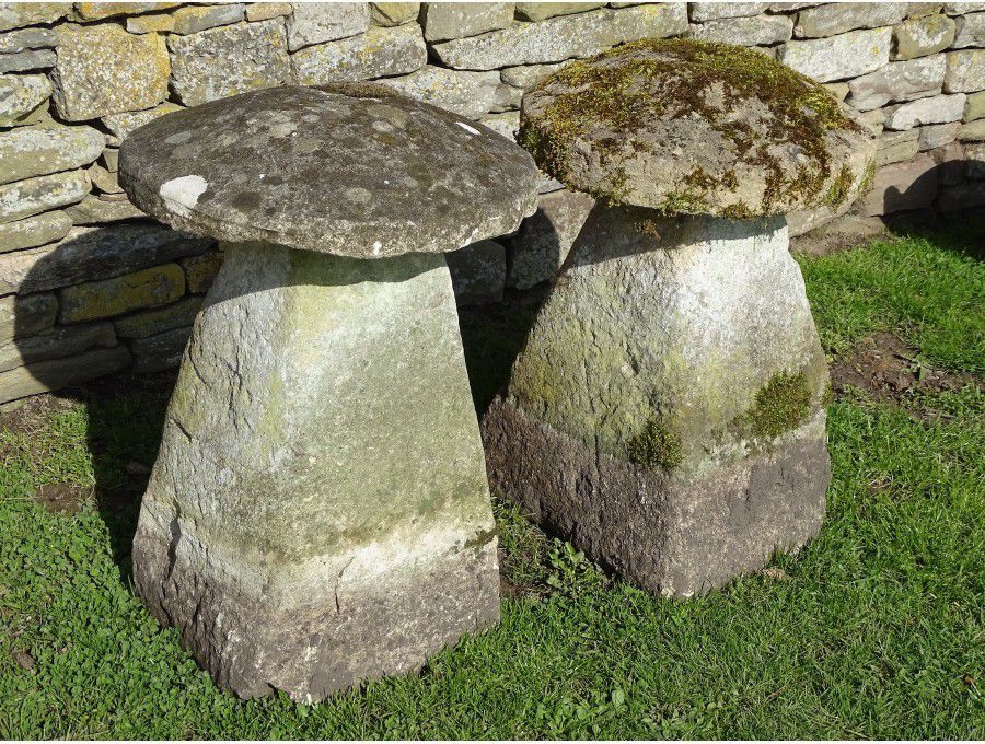 Antique Limestone Staddlestones, Two