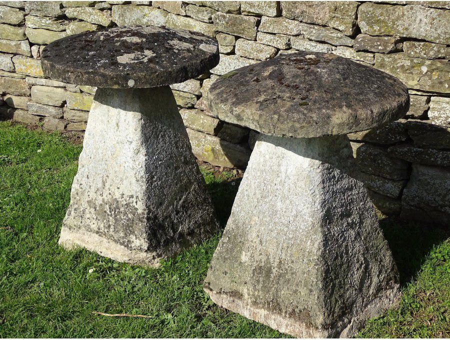 Antique Limestone Staddlestones, Two