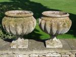 Weathered Garden Urns, Pair