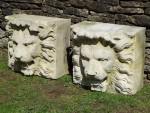 Carved Stone Lion Masks (Two)