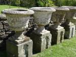 Weathered Garden Urns on Bases (Set of Four)