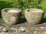 Round Limestone Planters (Pair)