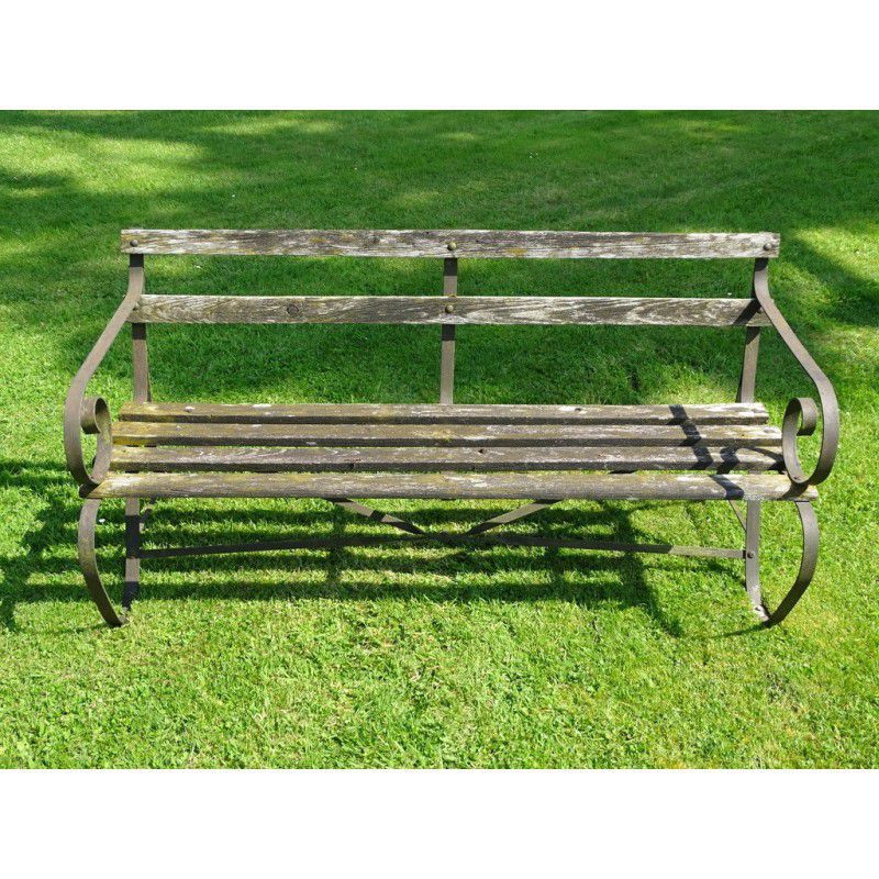 Vintage Wrought Iron Bench