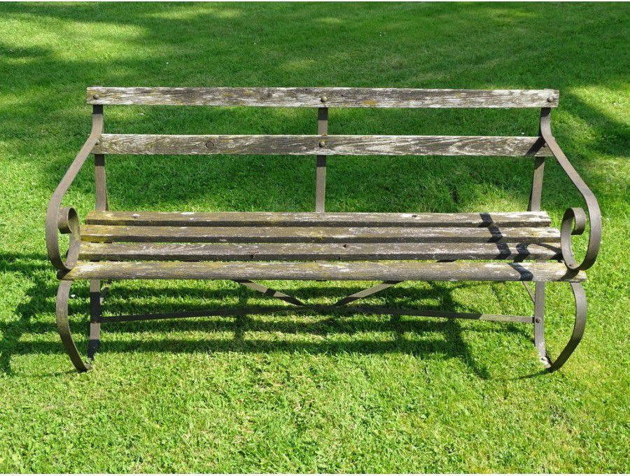 Vintage Wrought Iron Bench