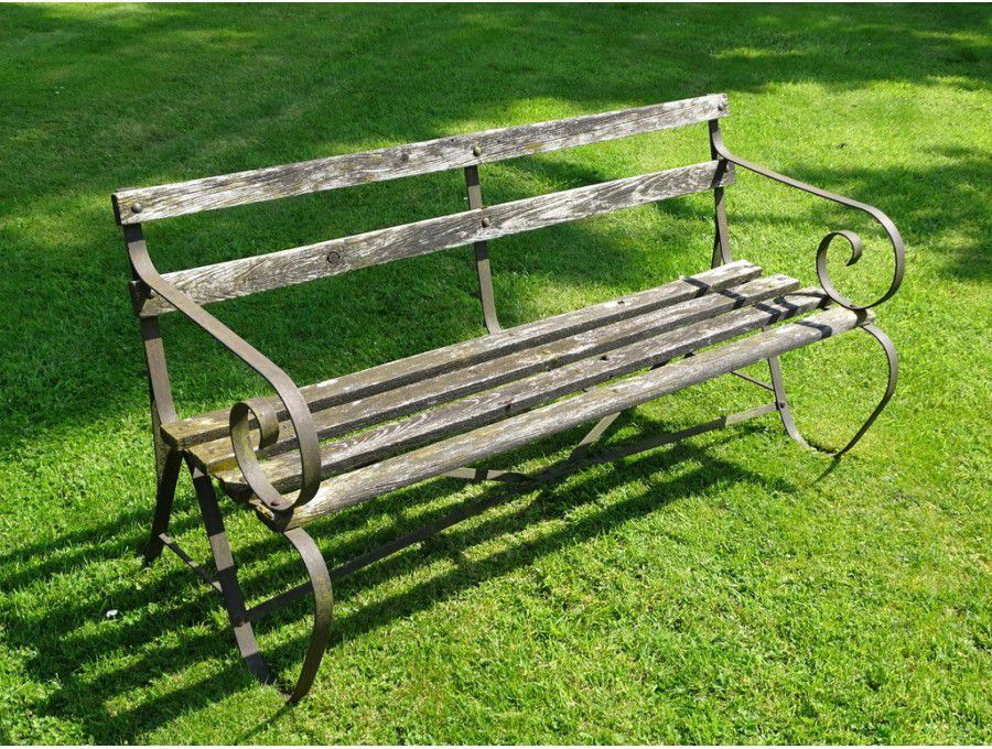 Vintage Wrought Iron Bench