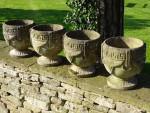 Weathered Compositon Stone Urns (Set of Four)