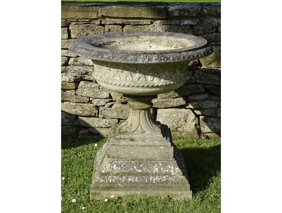 Weathered Haddonstone Urn on Base