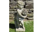 Weathered Stone Putto with Flowers