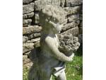 Weathered Stone Putto with Flowers