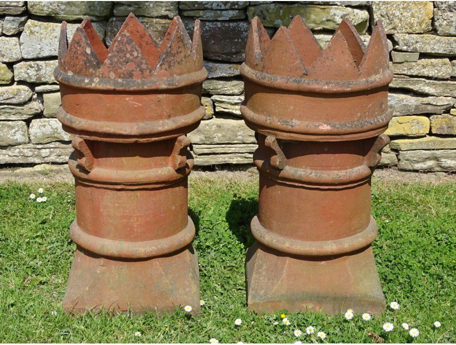 Salvaged Crown Chimney Pots (Pair)